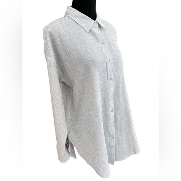 EILEEN FISHER TENCEL ™ EOrganic-Cotton Ministripe Shirt , size S - Picture 5 of 7